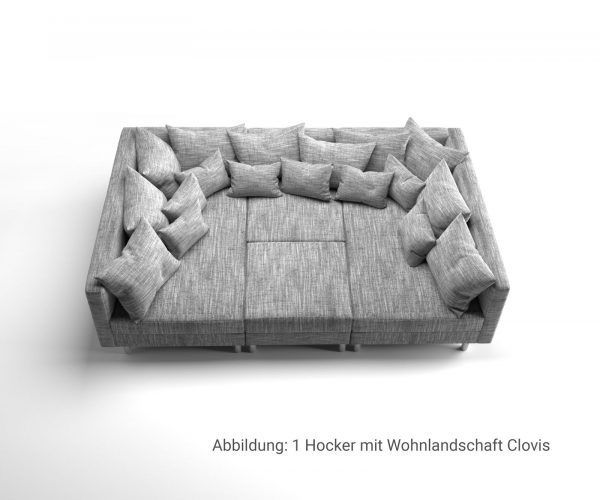 Taburet Clovis B98 x H83 svetlosivý modul texturovaná látka - Image 6