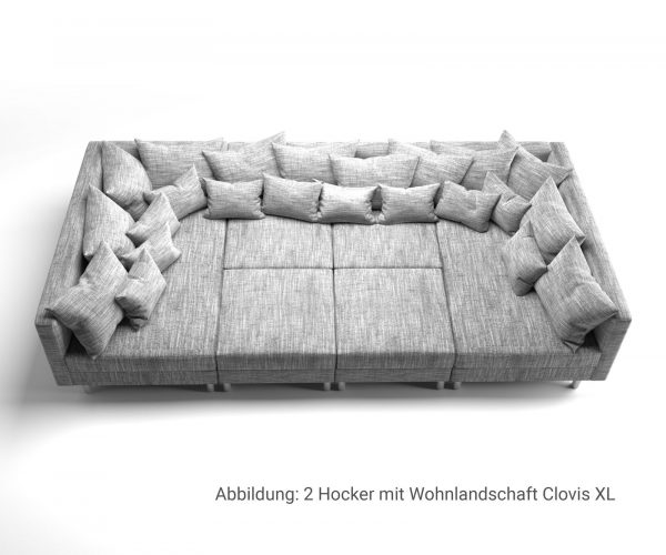 Taburet Clovis B98 x H83 svetlosivý modul texturovaná látka - Image 7