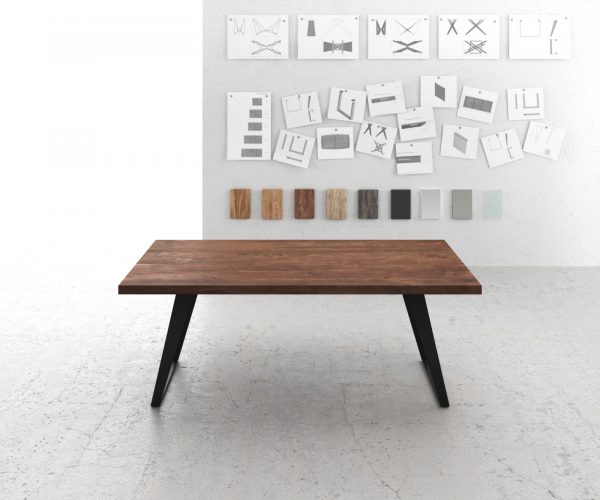 Jedálenský stôl Edge 200x100 XL akácia hnedý kov šikmý - Image 2