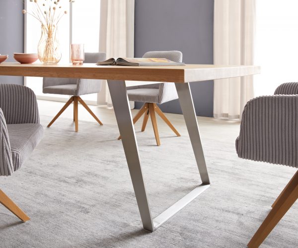 Jedálenský stôl Edge 300x100 cm prírodný dubový šikmý rám nerezová oceľ - Image 5