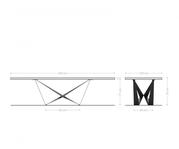 Jedálenský stôl Edge 300x100 cm prírodný dub, pavúčia konštrukcia, plochý čierny kov - Image 8