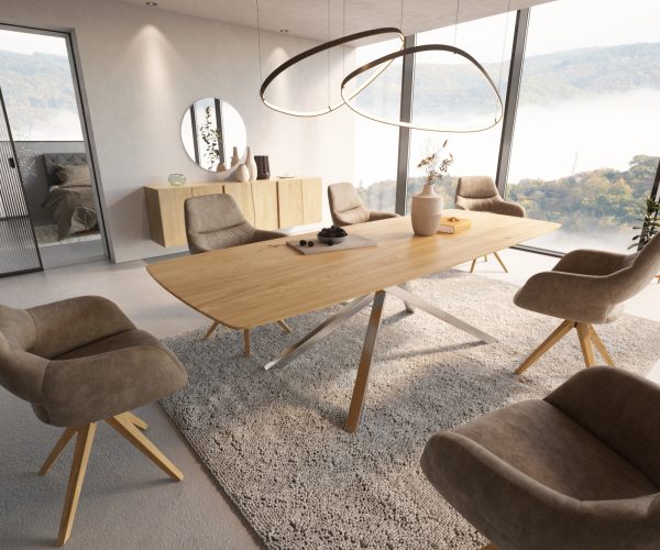 Jedálenský stôl Edge 260x100 cm zaoblený prírodný dub Swiss edge