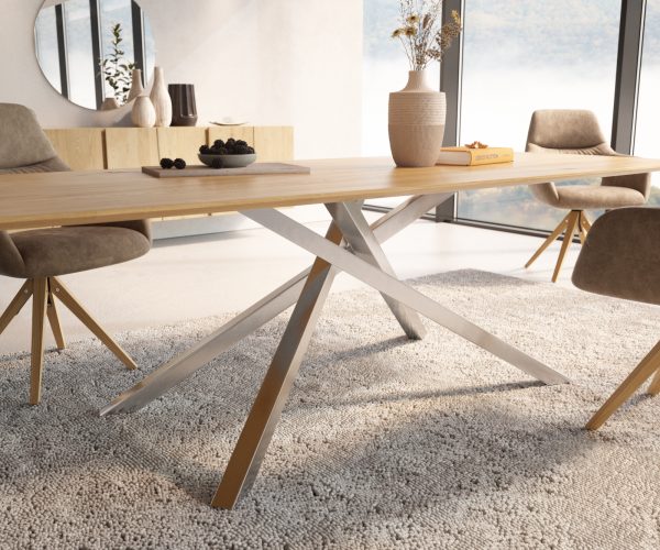 Jedálenský stôl Edge 260x100 cm zaoblený prírodný dub Swiss edge - Image 5