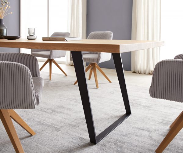 Jedálenský stôl Edge 300x100 cm prírodný dub šikmý rám kov čierny - Image 5