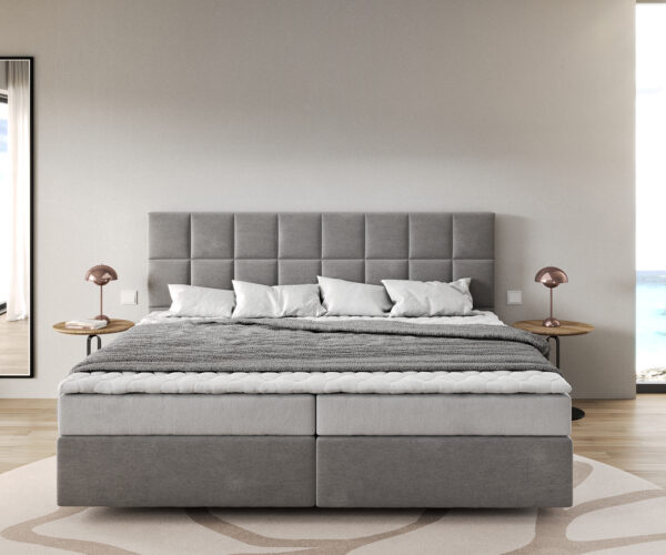Boxspring posteľ Dream-Great 200x200 cm mikrovlákno s bonelovou matracom a polyuretánovým topperom Dream-Fine - Image 2
