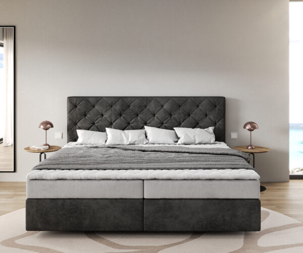 Boxspring posteľ Dream-Great 200x200 cm mikrofibrová s matracom s bonellovým jadrom a polyuretánovým topperom - Image 2