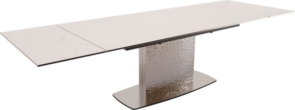 Jedálenský stôl Edge keramický Laminam® Statuarietto biely 200-300x100 Wave nerezový oceľový rozkladací - Image 9