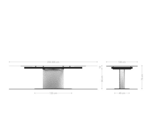 Jedálenský stôl Edge keramický Laminam® Statuarietto biely 200-300x100 Wave nerezový oceľový rozkladací - Image 8
