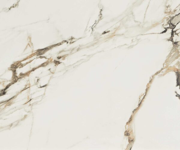 Konferenčný stolík Ekrem 88x85 cm keramika Calacatta Luxe bielo-zlato-šedá Hairpin okrúhly kov titánový efektový povrch - Image 3