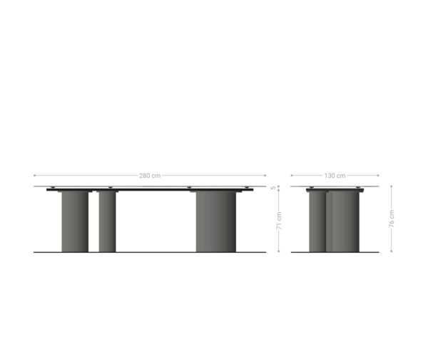 Jedálenský stôl Edge oválny keramický Minas Melange bielo-béžový 280x130 trojmetálový efekt povrch titánový - Image 8
