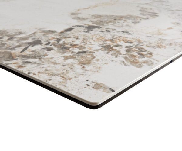 Jedálenský stôl Edge keramika Minas Melange bielo-béžová 180x220x100 cm s podstavcom kovový efekt titan rozťahovací - Image 5