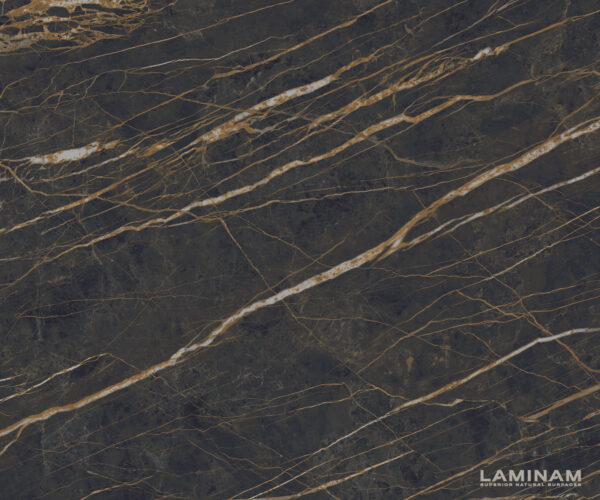 Jedálenský stôl Edge keramický Laminam® Noir Desir hnedý 200-300x100 s kovovou základňou v titanovom efekte, rozťahovací - Image 3