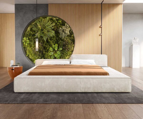 Čalúnená posteľ Kalinea béžový kord 180 x 200 cm - Image 2