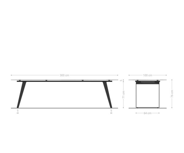 Jedálenský stôl Edge 300x100 keramika Calacatta Luxe bielo-zlato-šedá kov šikmý čierna - Image 9