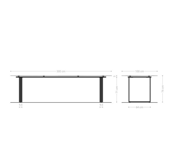 Jedálenský stôl Edge keramika Calacatta Luxe bielo-zlatá-sivá 300x100 úzke nohy nerezová oceľ - Image 9
