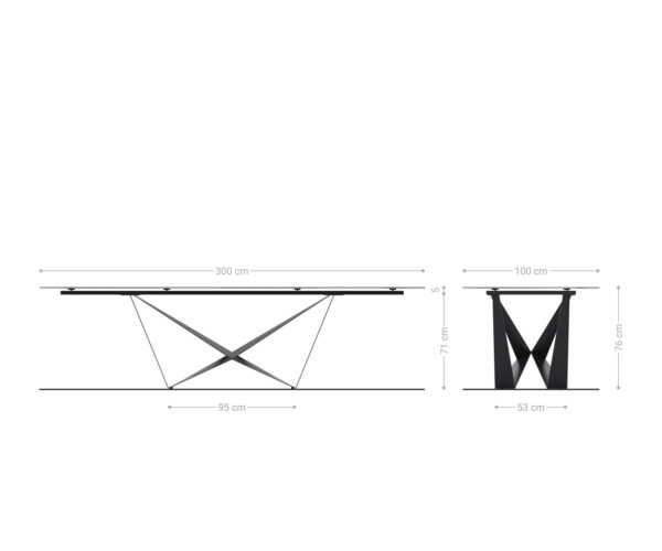 Jedálenský stôl Edge 300x100 keramika Calacatta Luxe bielo-zlato-šedá Spider plochá nerezová oceľ - Image 9