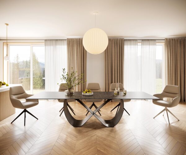 Jedálenský stôl Edge keramická doska Laminam® Nero Greco antracit 300x100 Infinity kov čierny - Image 2
