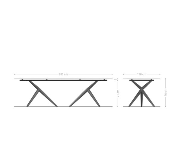 Jedálenský stôl Edge oválny keramický Minas Melange bielo-béžový 280x130 Estelar okrúhly kovový efektový povrch titánový - Image 8