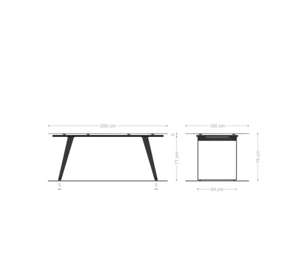 Jedálenský stôl Edge 200x100 textúrované sklo dymovo čierne 3D dizajn nehrdzavejúca oceľ šikmý - Image 7