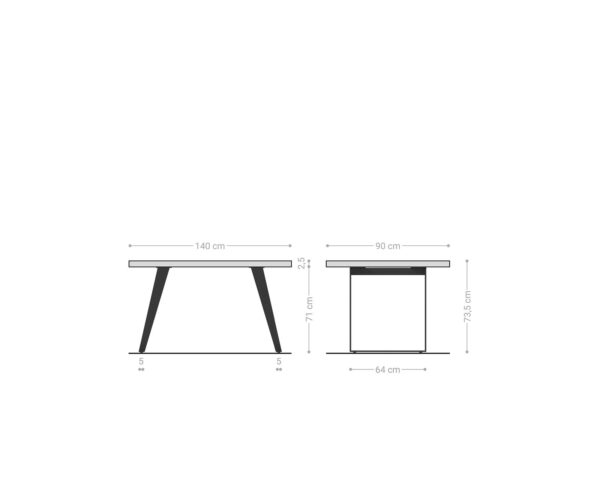 Jedálenský stôl Edge 140x90 cm akácia prírodná nerezová oceľ šikmý Live-Edge - Image 6