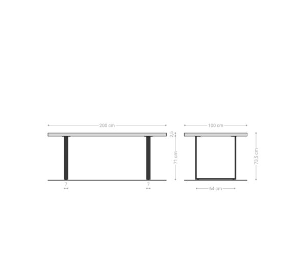 Jedálenský stôl Edge 200x100 S prírodná akácia, čierny rám na lyžinách - Image 6