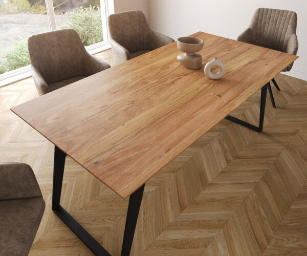 Jedálenský stôl Edge 180x90 prírodná akácia kov šikmý čierny švajčiarsky - Image 4