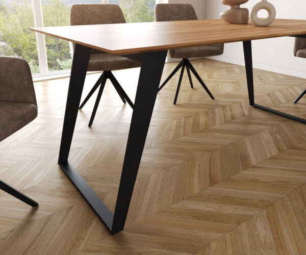 Jedálenský stôl Edge 180x90 prírodná akácia kov šikmý čierny švajčiarsky - Image 5