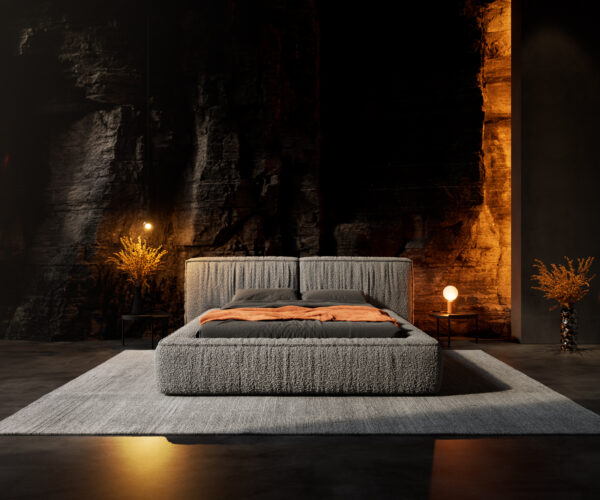 Čalúnená posteľ Coperti bouclé strieborno-sivý 140x200 cm - Image 2