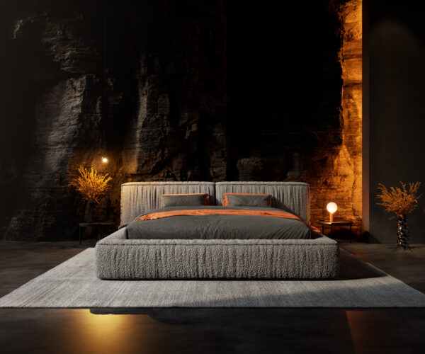 Čalúnená posteľ Coperti bouclé strieborno-sivý 180x200 cm - Image 2