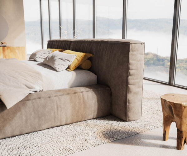 Čalúnená posteľ Coperti mikrovlákno taupe vintage 180 x 200 cm - Image 5