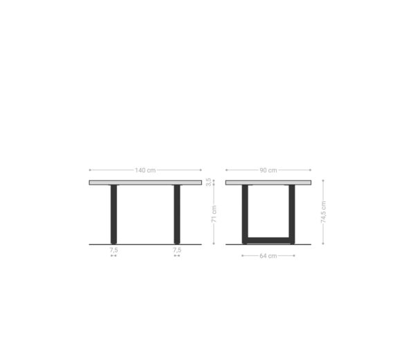 Jedálenský stôl Edge 140x90 Prírodná akácia Nehrdzavejúca oceľ Široký živý okraj - Image 7