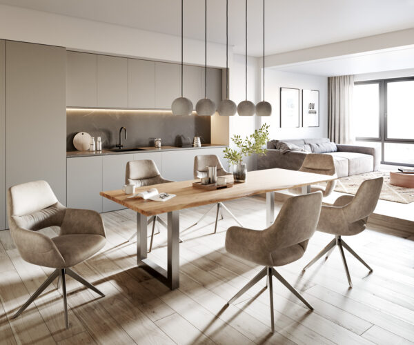 Jedálenský stôl Edge 260x100 Prírodná akácia Nerezová oceľ Široký živý okraj - Image 6