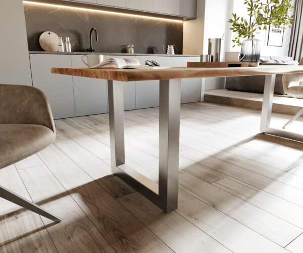Jedálenský stôl Edge 260x100 Prírodná akácia Nerezová oceľ Široký živý okraj - Image 5