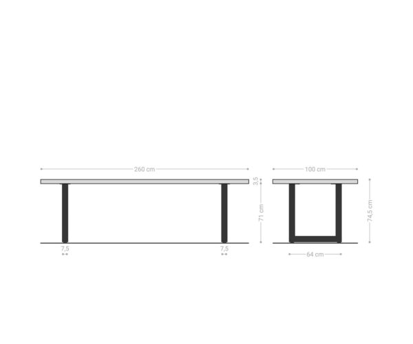 Jedálenský stôl Edge 260x100 Prírodná akácia Nerezová oceľ Široký živý okraj - Image 7