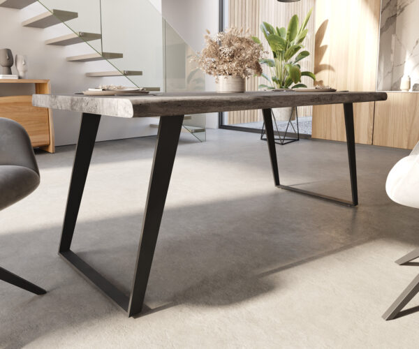 Jedálenský stôl Edge 180x90 XL akácia platinum kov šikmý Live - Image 5