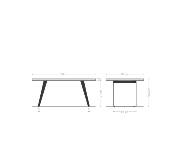 Jedálenský stôl Edge 180x90 XL akácia platinum kov šikmý Live - Image 6