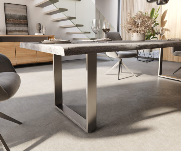 Jedálenský stôl Edge 300x100 XL Akácia Platinum Nehrdzavejúca Oceľ Úzky Live - Image 5