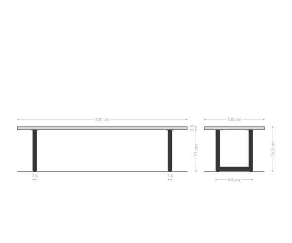 Jedálenský stôl Edge 300x100 XL akácia platinová nerezová oceľ široký Live-Edge - Image 6
