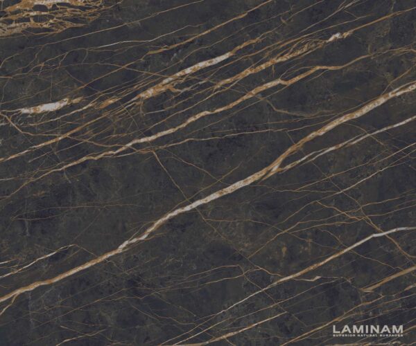 Konferenčný stolík Levente 110x60 cm keramika Laminam®Noir Desir hnedá podstava kov efektová úprava titán - Image 3