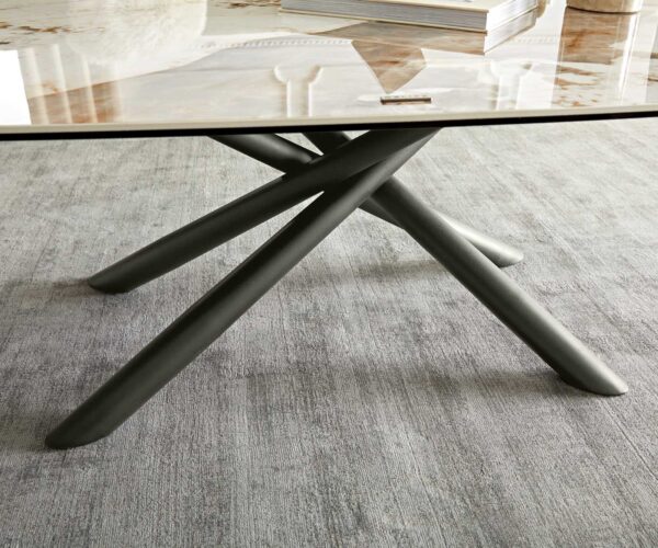 Konferenčný stolík Sarita 120x70 cm keramika Minas melange bielo-béžová kovový rám efekt povrchová úprava titán - Image 6