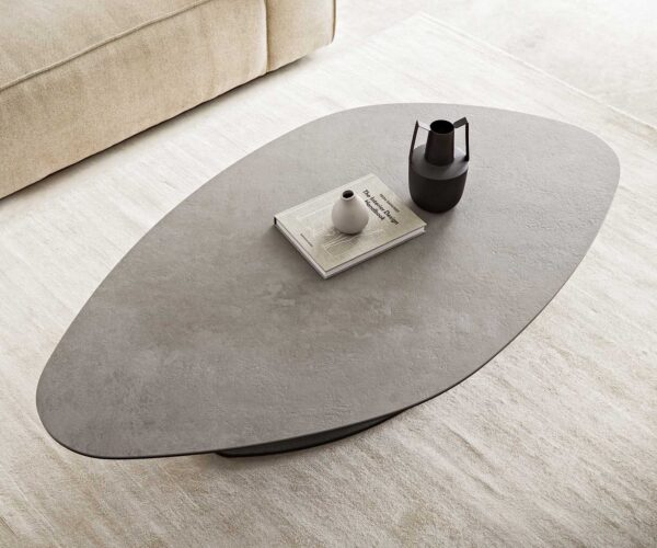 Konferenčný stolík Vibana 140x80 cm keramika Aspetto Concreto betónová podstava titanový efektový povrch - Image 5