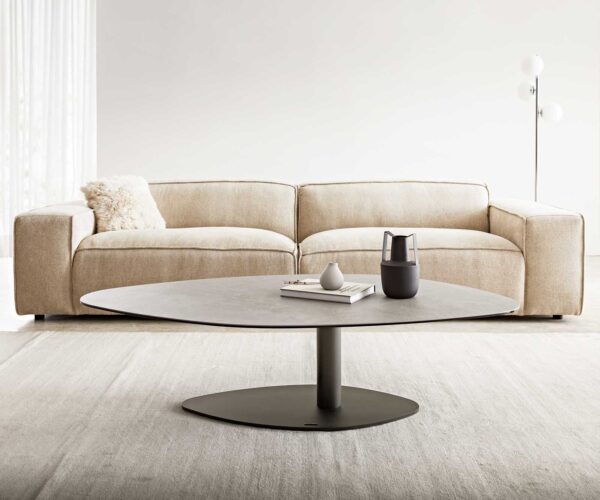 Konferenčný stolík Vibana 140x80 cm keramika Aspetto Concreto betónová podstava titanový efektový povrch - Image 2