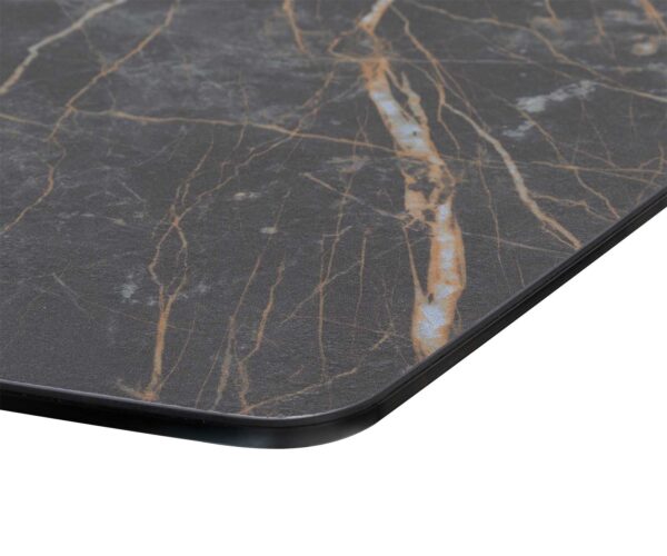 Jedálenský stôl Edge oválny tvar 200x100 keramika Laminam® Noir Desir hnedá kov šikmý čierna - Image 5