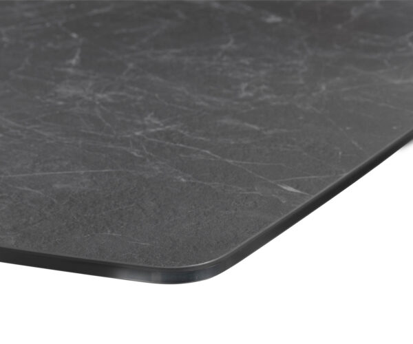 Jedálenský stôl Edge 200x100 cm keramika Laminam® Nero Greco šedá, tvar člna, úzky rám z nehrdzavejúcej ocele - Image 5