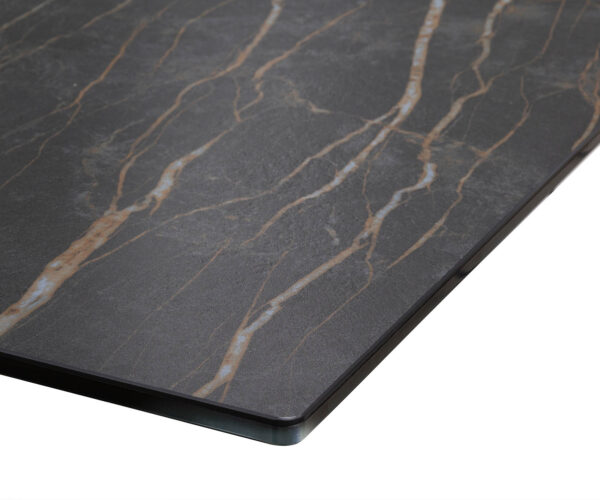 Jedálenský stôl Edge 300x100 cm keramika Laminam® Noir Desir hnedý široký rám nerezová oceľ - Image 5