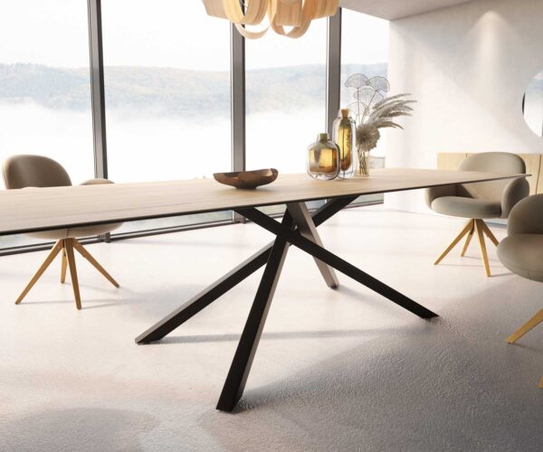Jedálenský stôl Edge 300x100 keramický Laminam® Sabbia krížová podnož štvorcová čierna - Image 5