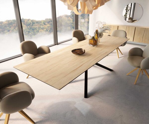 Jedálenský stôl Edge 300x100 keramický Laminam® Sabbia krížová podnož štvorcová čierna - Image 4