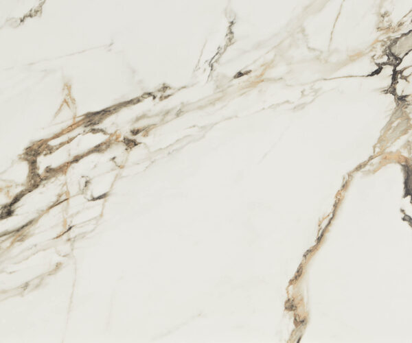 Jedálenský stôl Edge 180-220x100 keramika Calacatta Luxe bielo-zlato-šedá podstava v tvare W čierna rozkladací - Image 3
