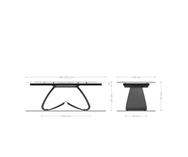 Jedálenský stôl Edge 180-220x100 keramika Calacatta Luxe bielo-zlato-šedá podstava v tvare W čierna rozkladací - Image 9