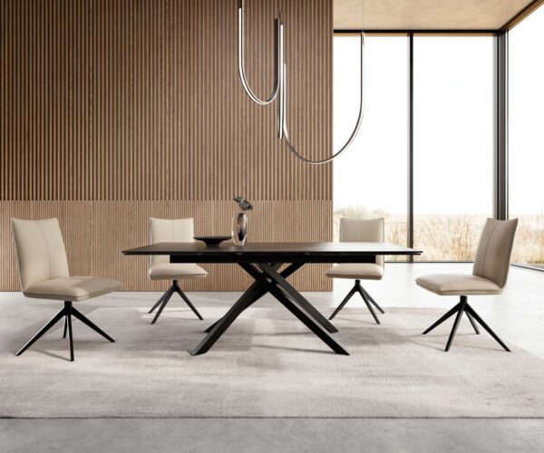 Jedálenský stôl Edge 200-300x100 keramika Laminam®Noir Desir hnedá krížová podstava obdĺžnik čierny rozkladací - Image 5